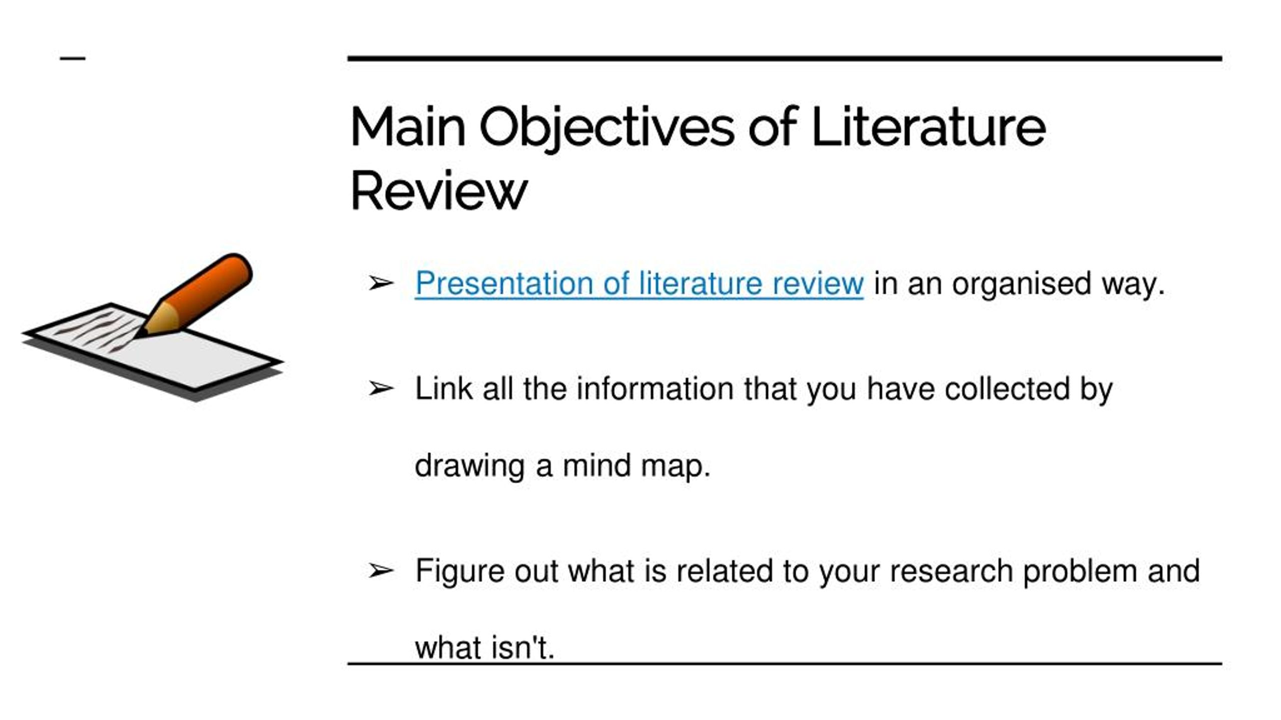 what is the objective of a literature review