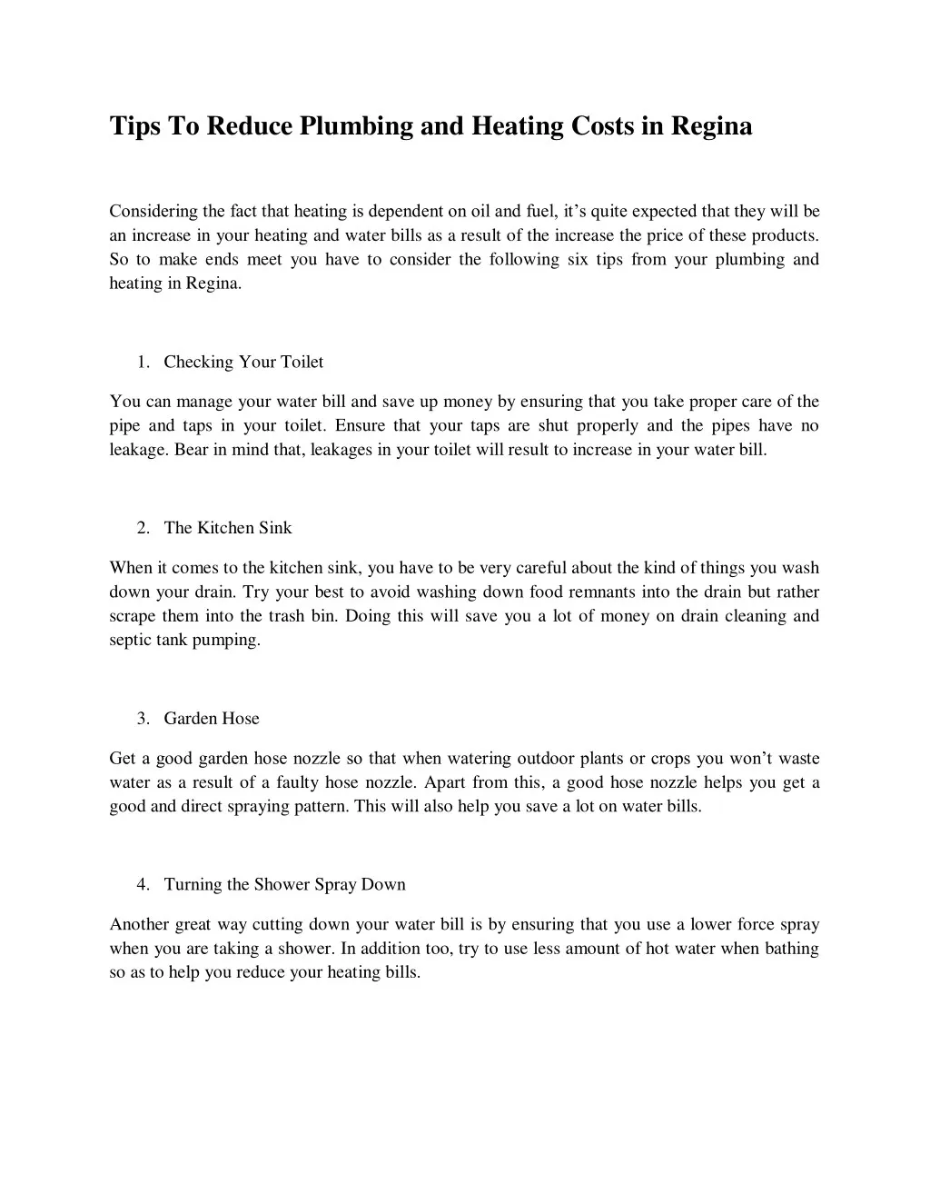 PPT Tips to reduce plumbing and heating costs in regina PowerPoint