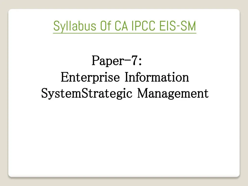 PPT Syllabus Of CA IPCC EISSM PowerPoint Presentation, free download