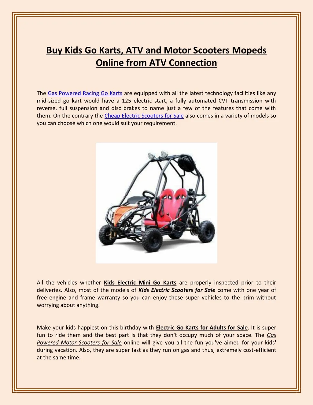 Ppt Buy Kids Go Karts Atv And Motor Scooters Mopeds Online From