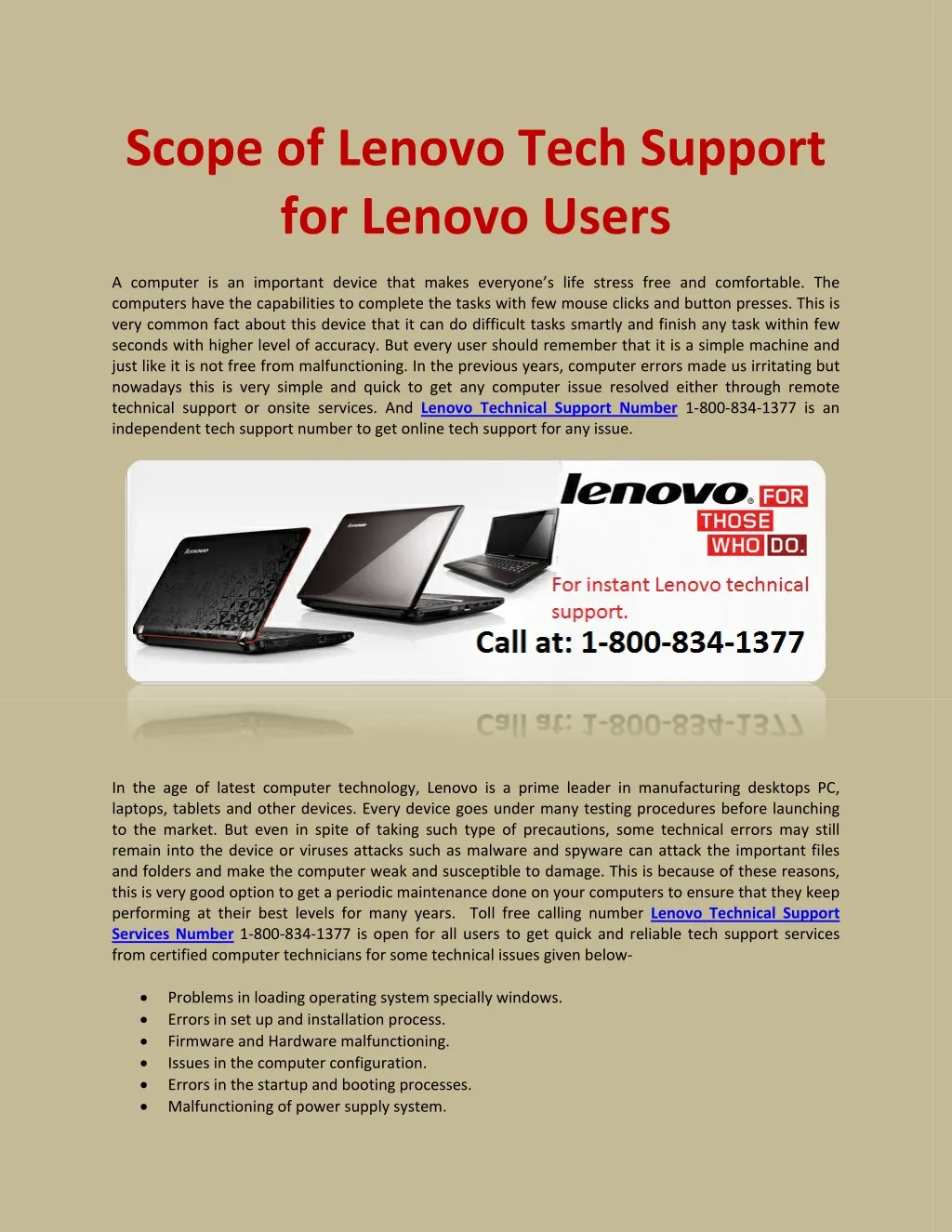 scope of lenovo tech support for lenovo users n.