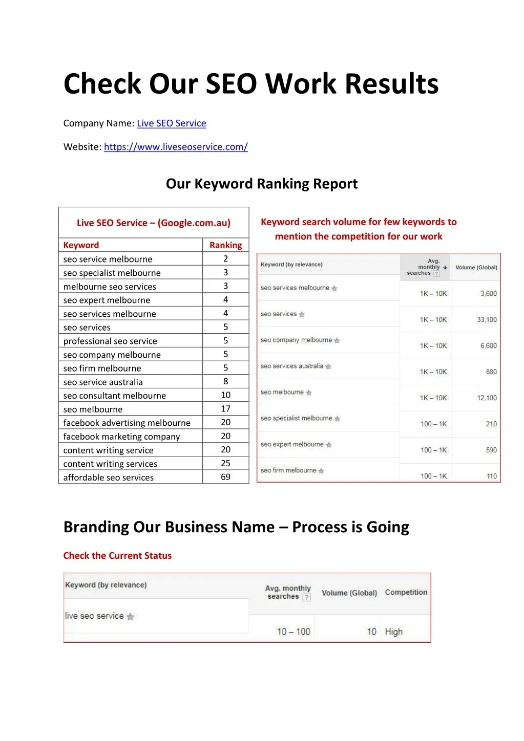 check our seo work results n.