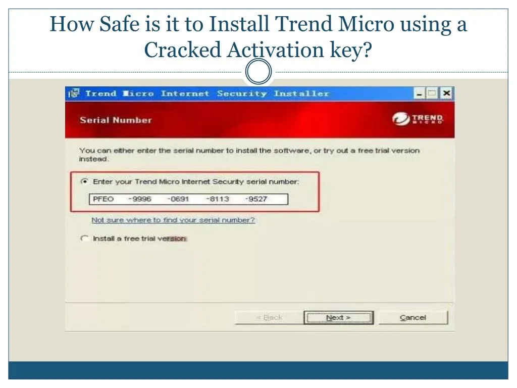 how safe is it to install trend micro using a cracked activation key n.