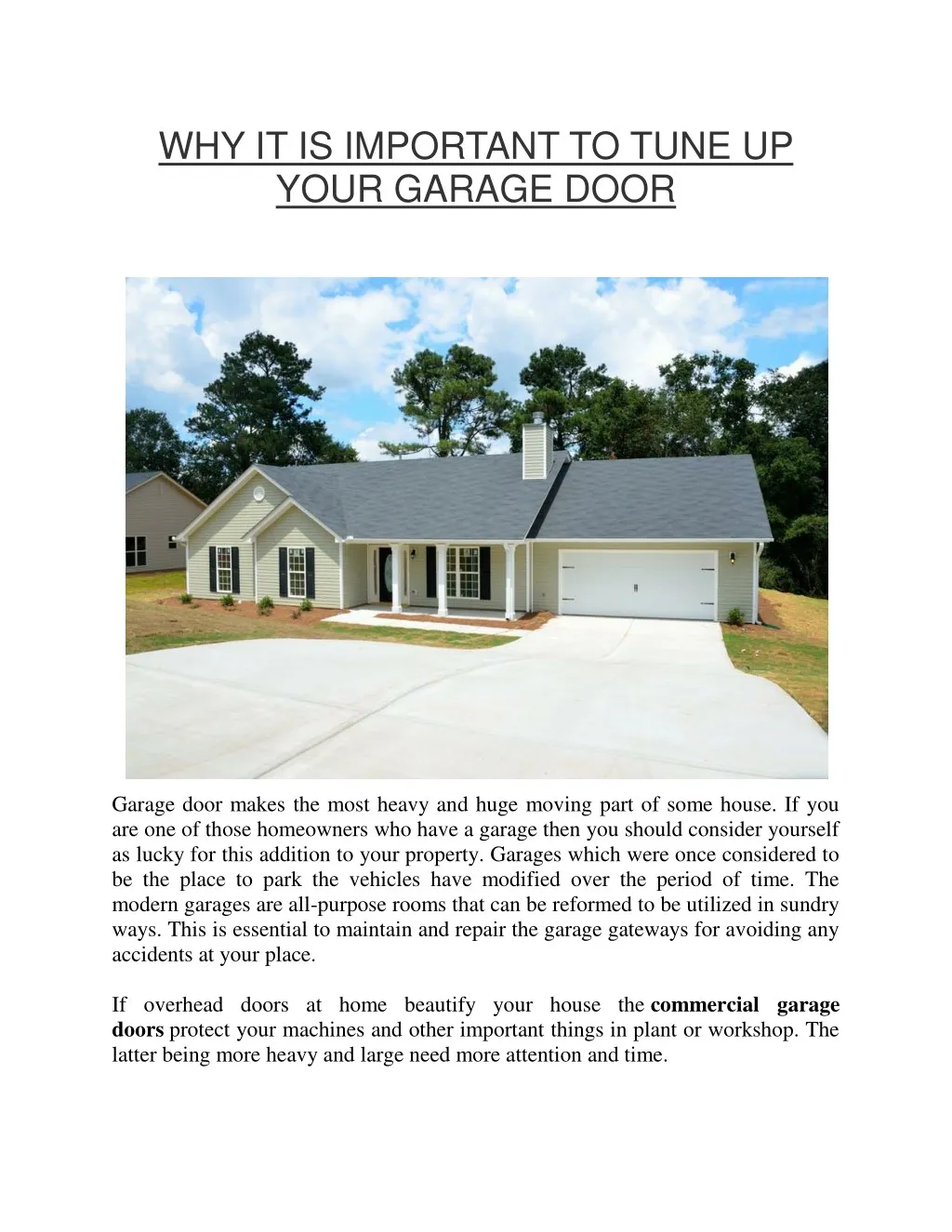 why it is important to tune up your garage door n.