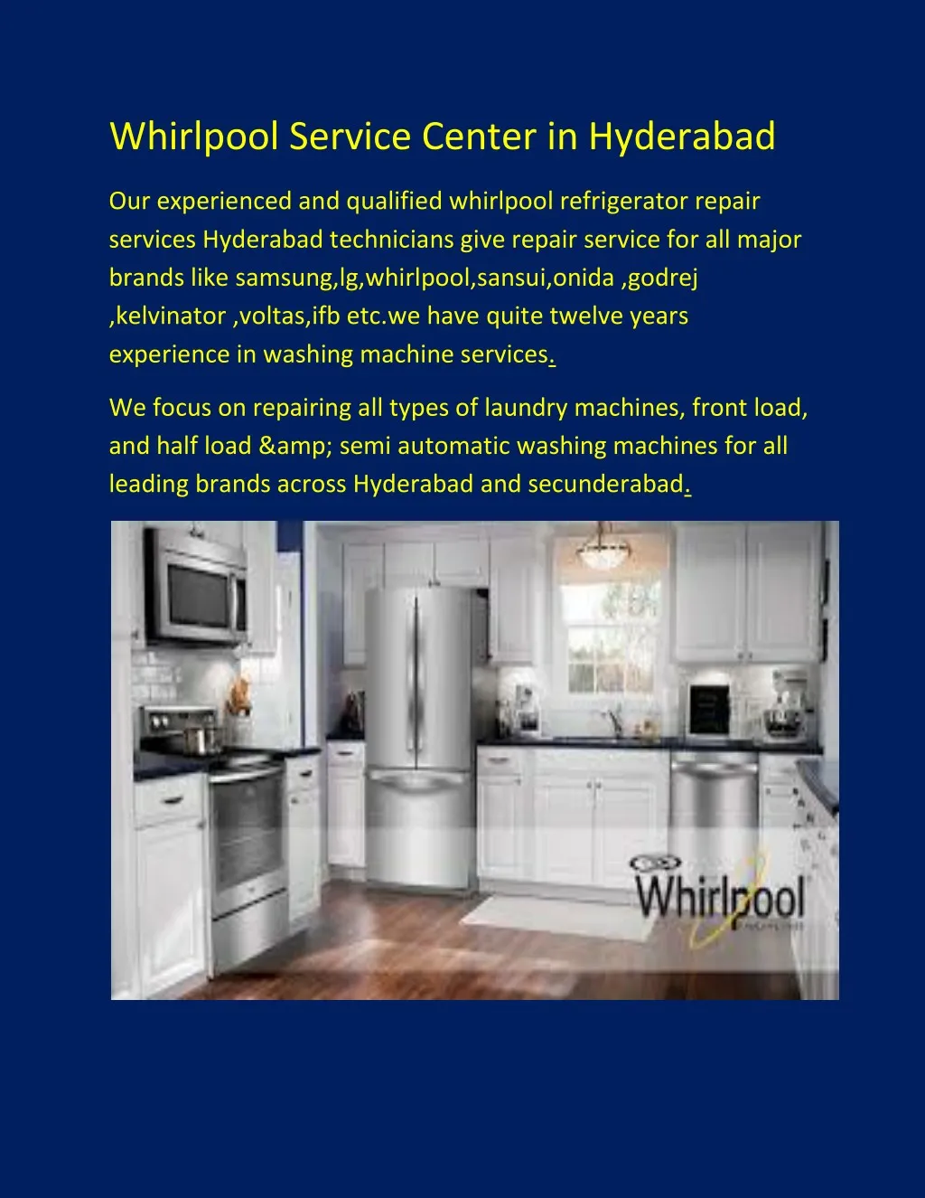 whirlpool service center in hyderabad n.