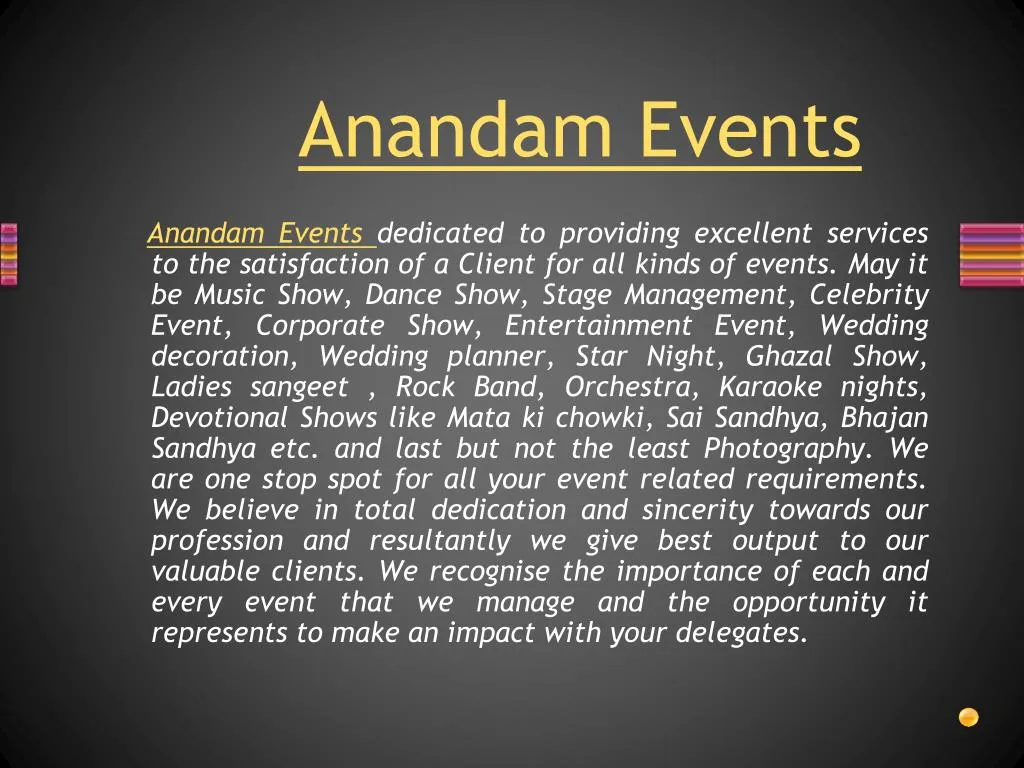 anandam events n.