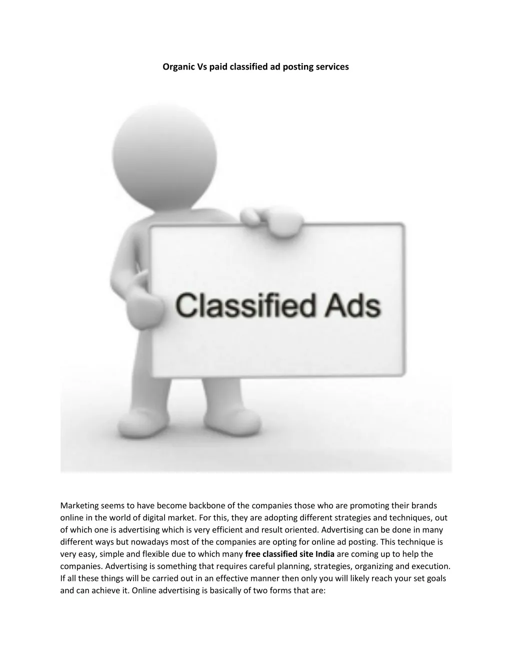 organic vs paid classified ad posting services n.