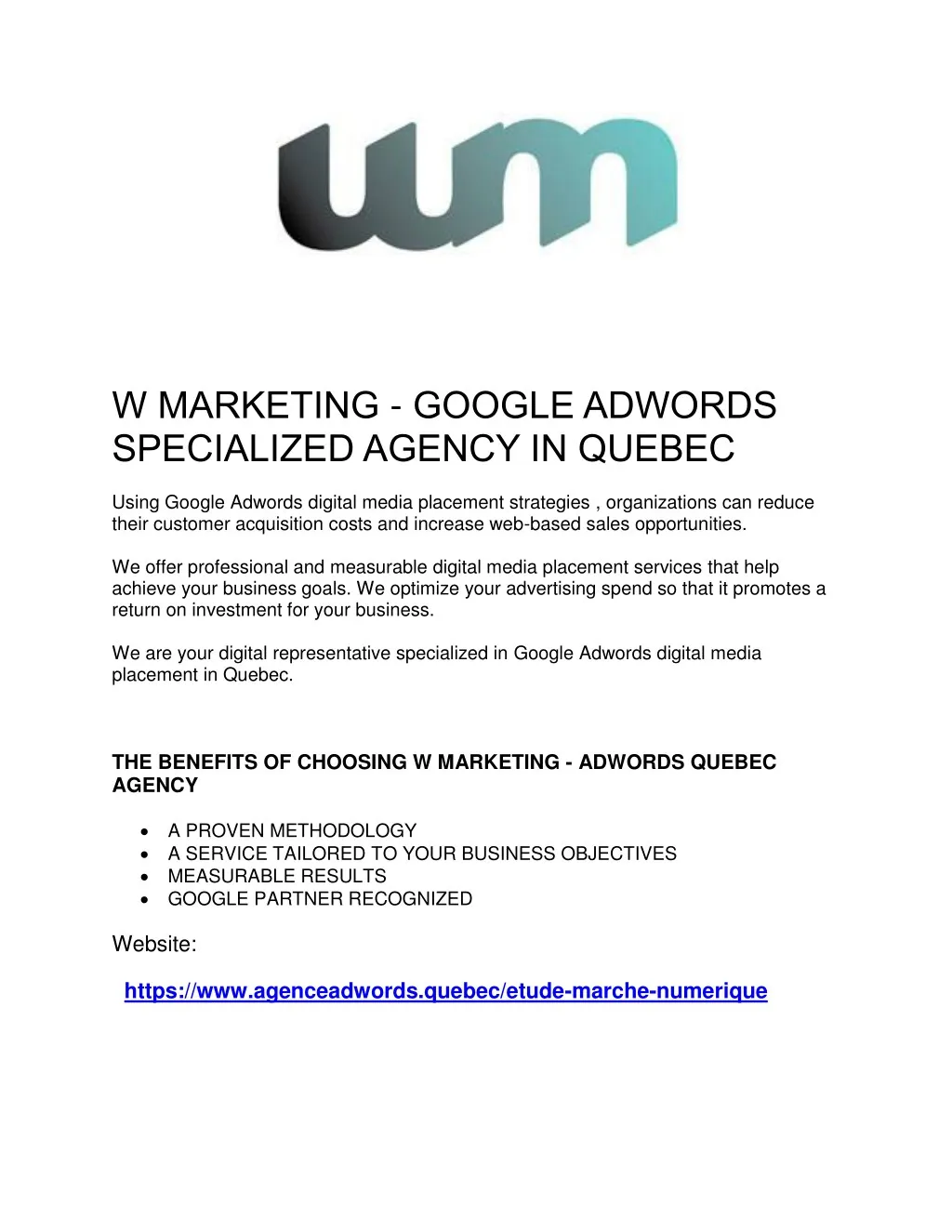 w marketing google adwords specialized agency n.