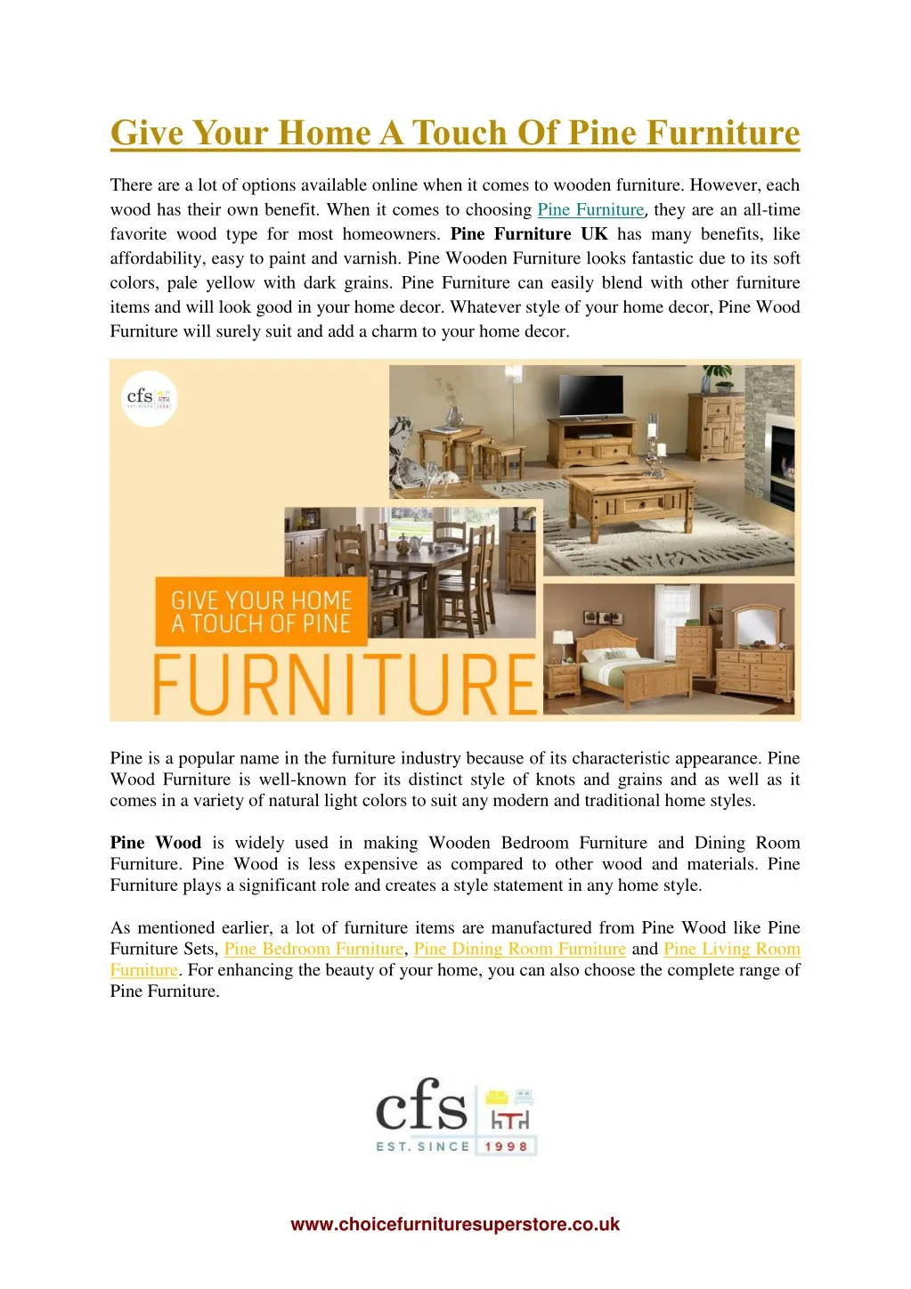 Ppt Give Your Home A Touch Of Pine Furniture Powerpoint