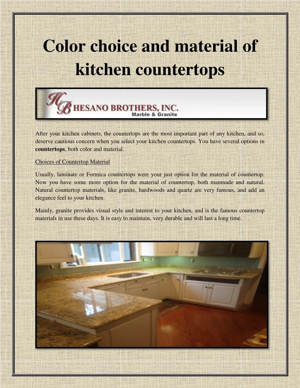 Ppt Color Choice And Material Of Kitchen Countertops Powerpoint