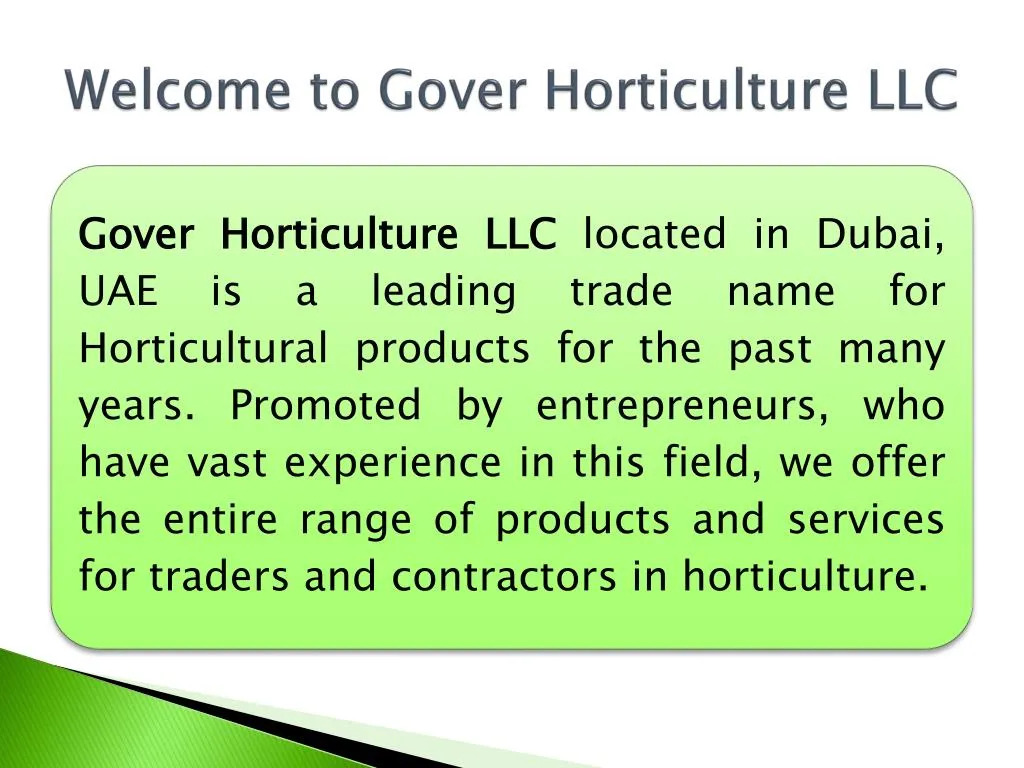 welcome to gover horticulture llc n.