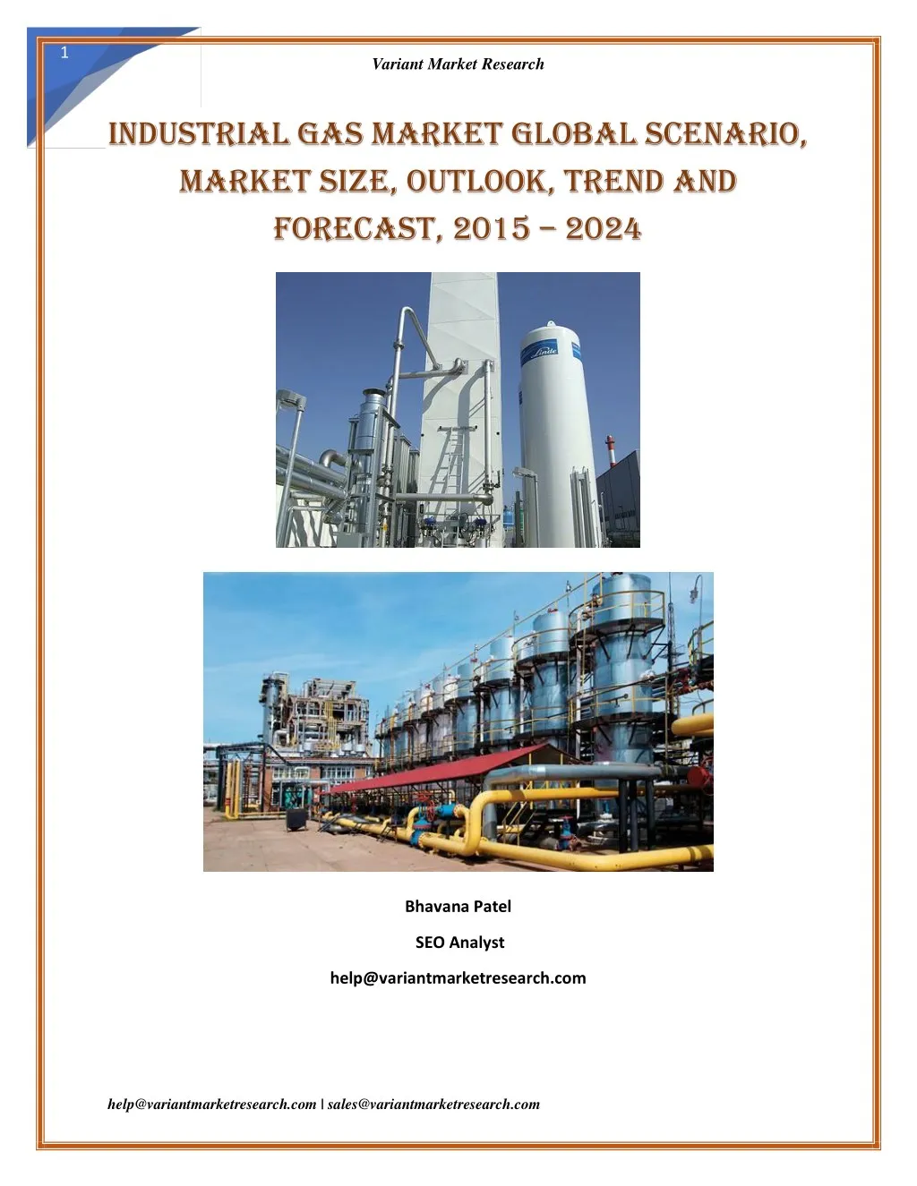 PPT Industrial Gas Market, Growth and Forecast up, 20152024 by