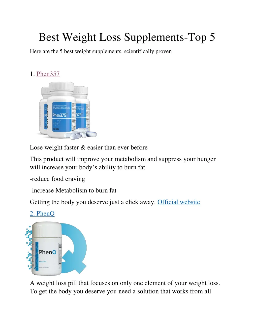 best weight loss supplements top 5 n.