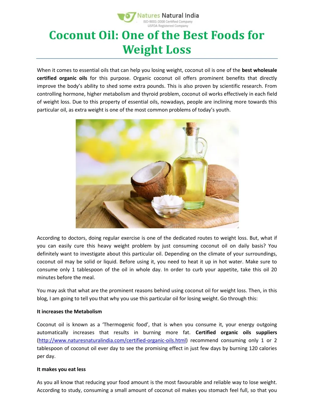 PPT Coconut Oil One Of The Best Foods For Weight Loss PowerPoint Presentation ID 7732387