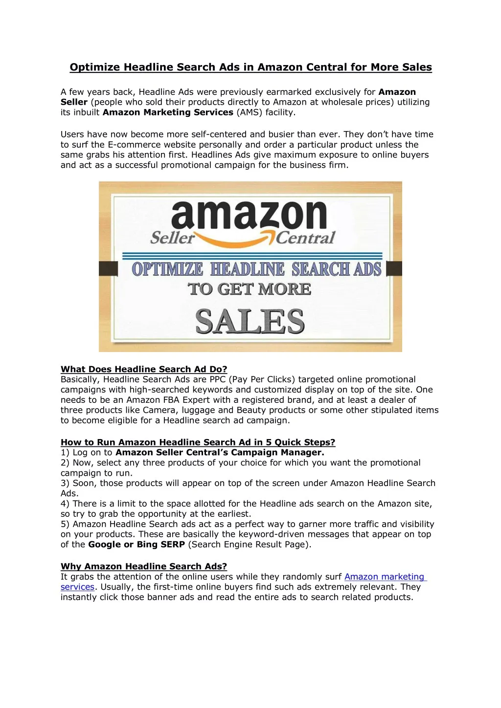 optimize headline search ads in amazon central n.