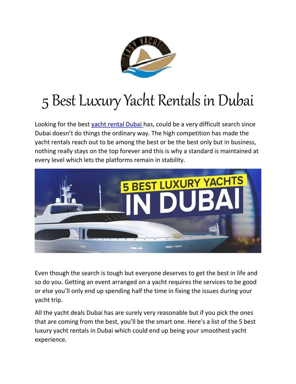 5 best luxury yacht rentals in dubai looking n.