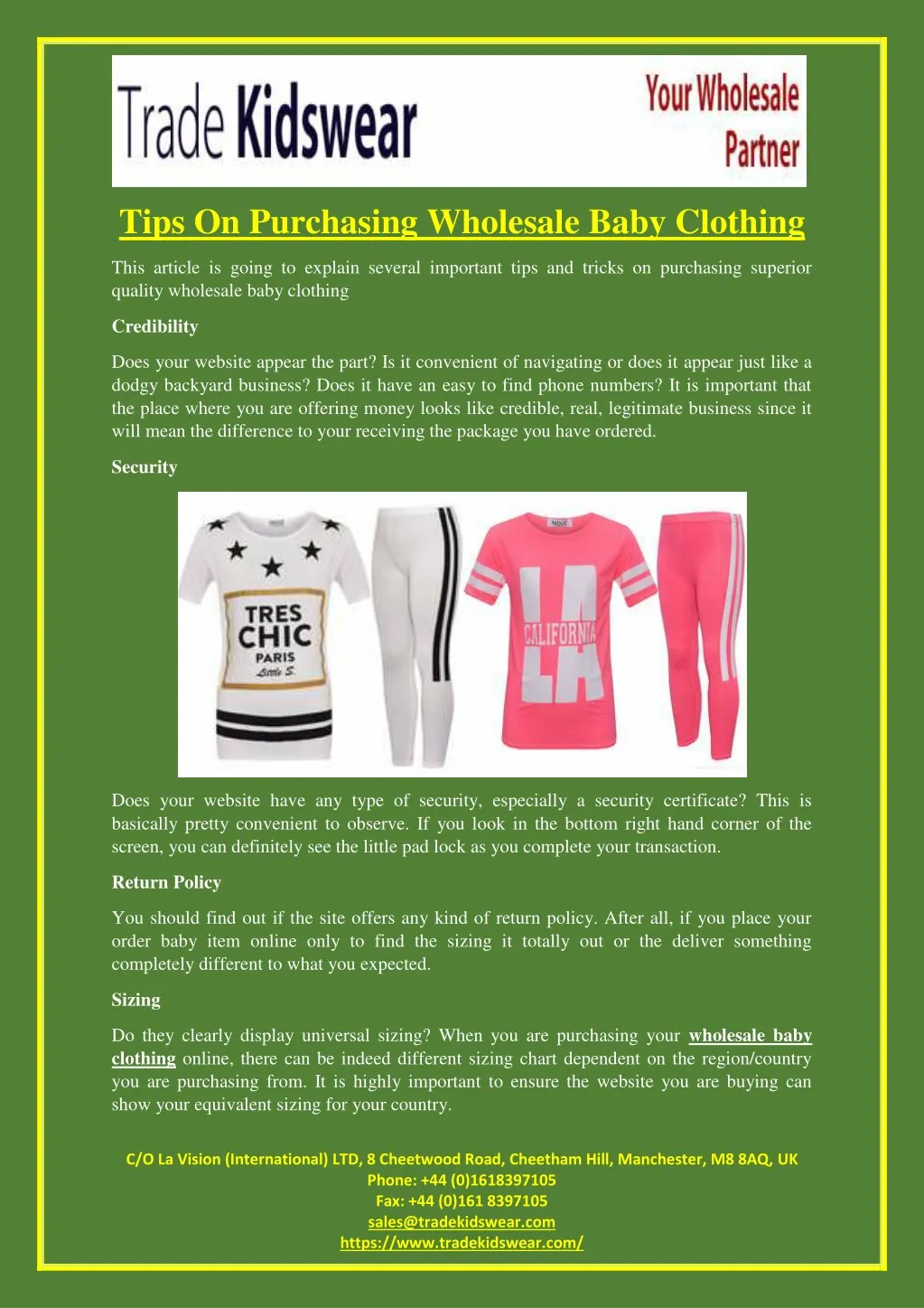 tips on purchasing wholesale baby clothing n.
