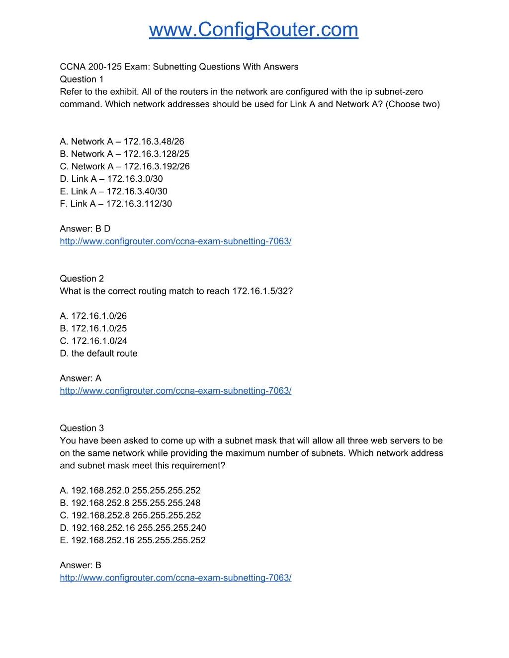 PPT - CCNA 200-125 Exam Subnetting Questions With Answers PowerPoint ...