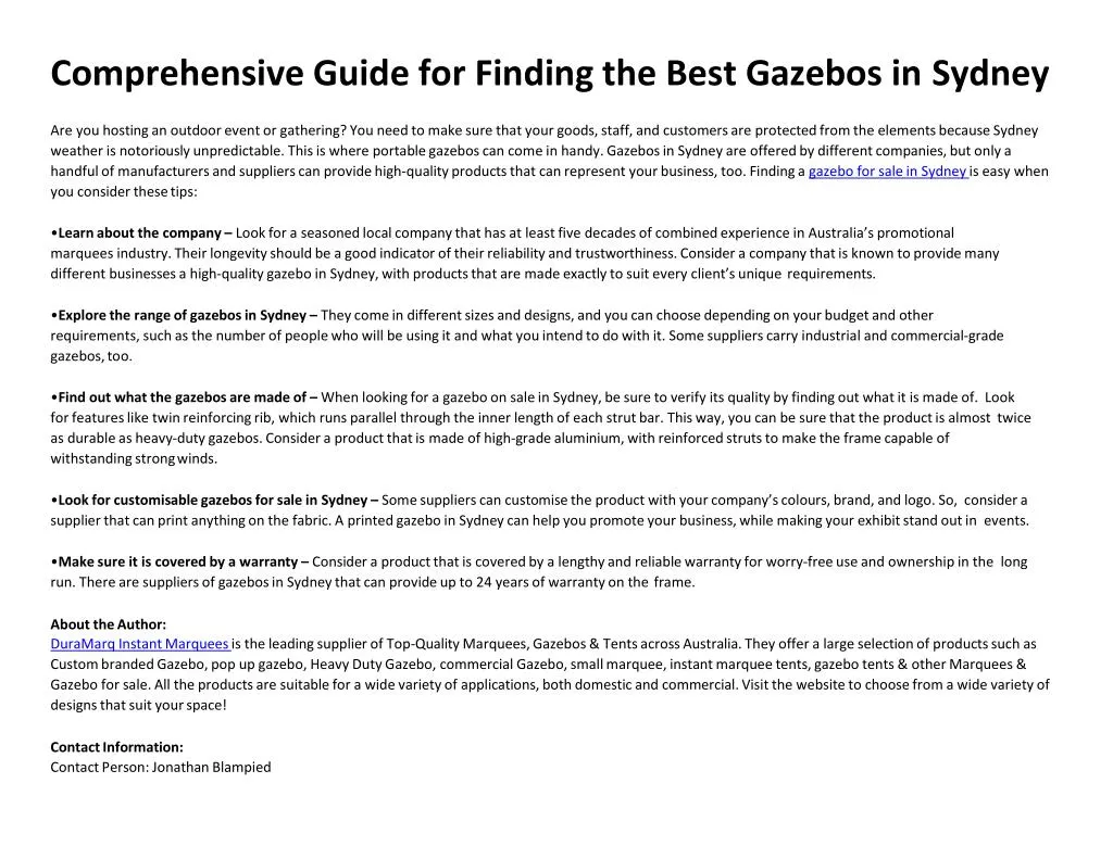 comprehensive guide for finding the best gazebos in sydney n.