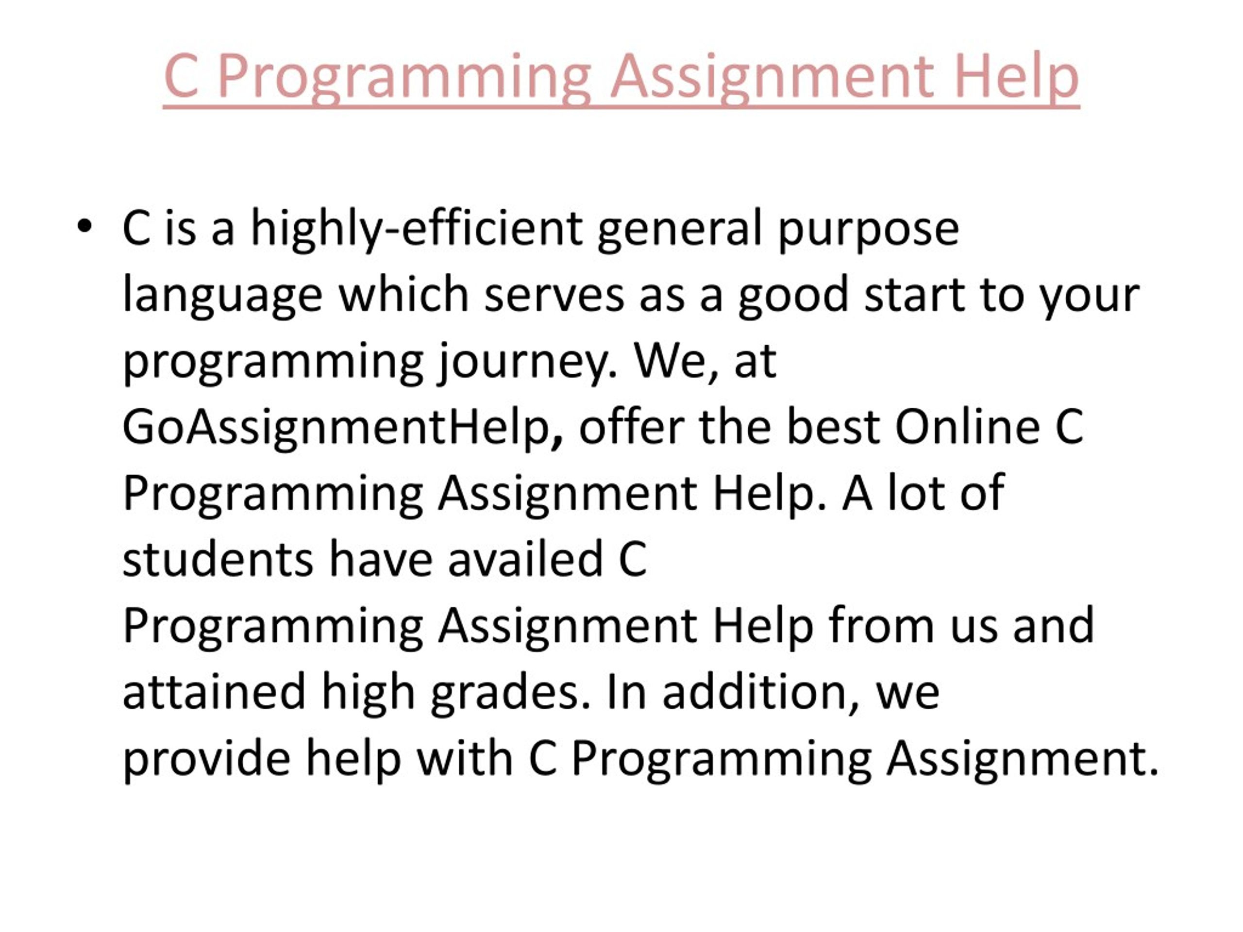 Best Online C Programming Assignment Help