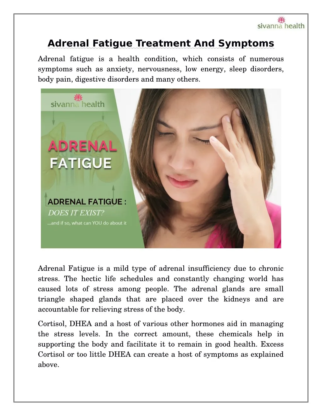 treatment of adrenal fatigue