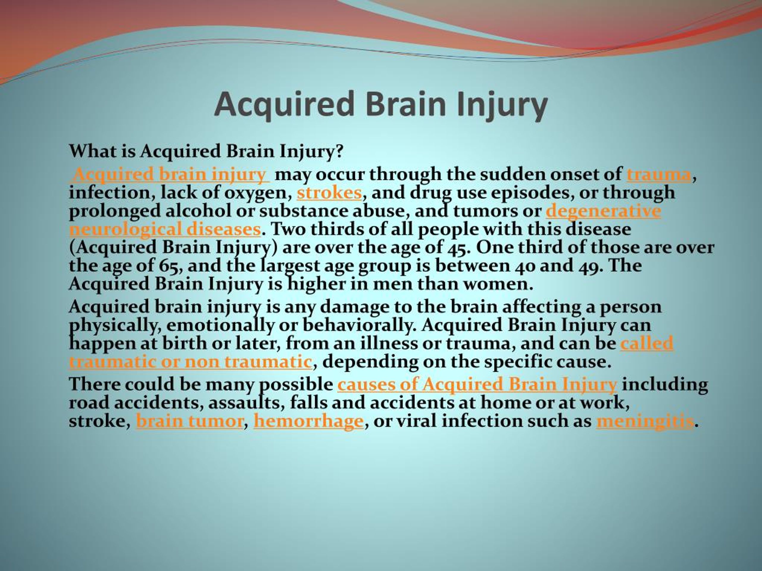 Brain injury. Injury Factors.