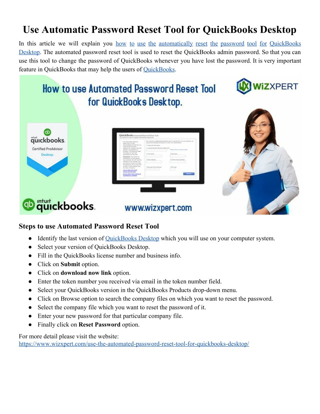 quickbooks password reset tool does not work