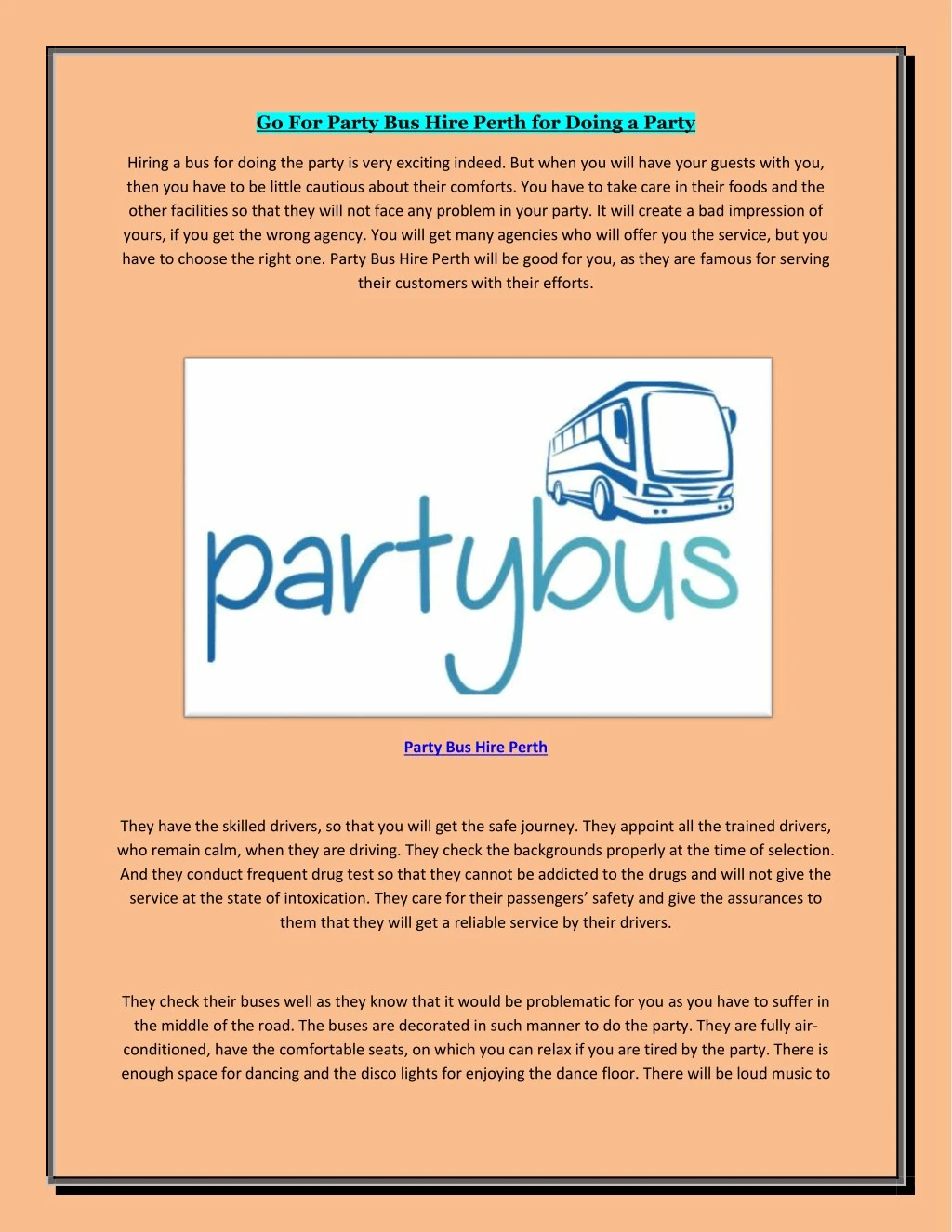 go for party bus hire perth for doing a party n.