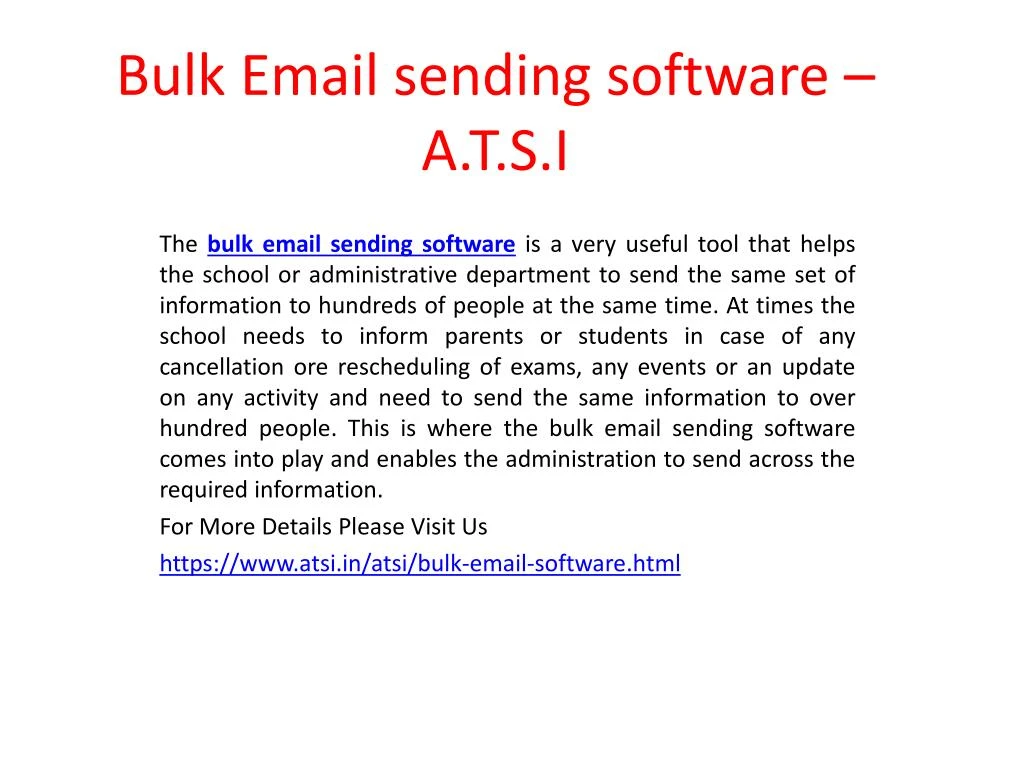 bulk email sending software a t s i n.