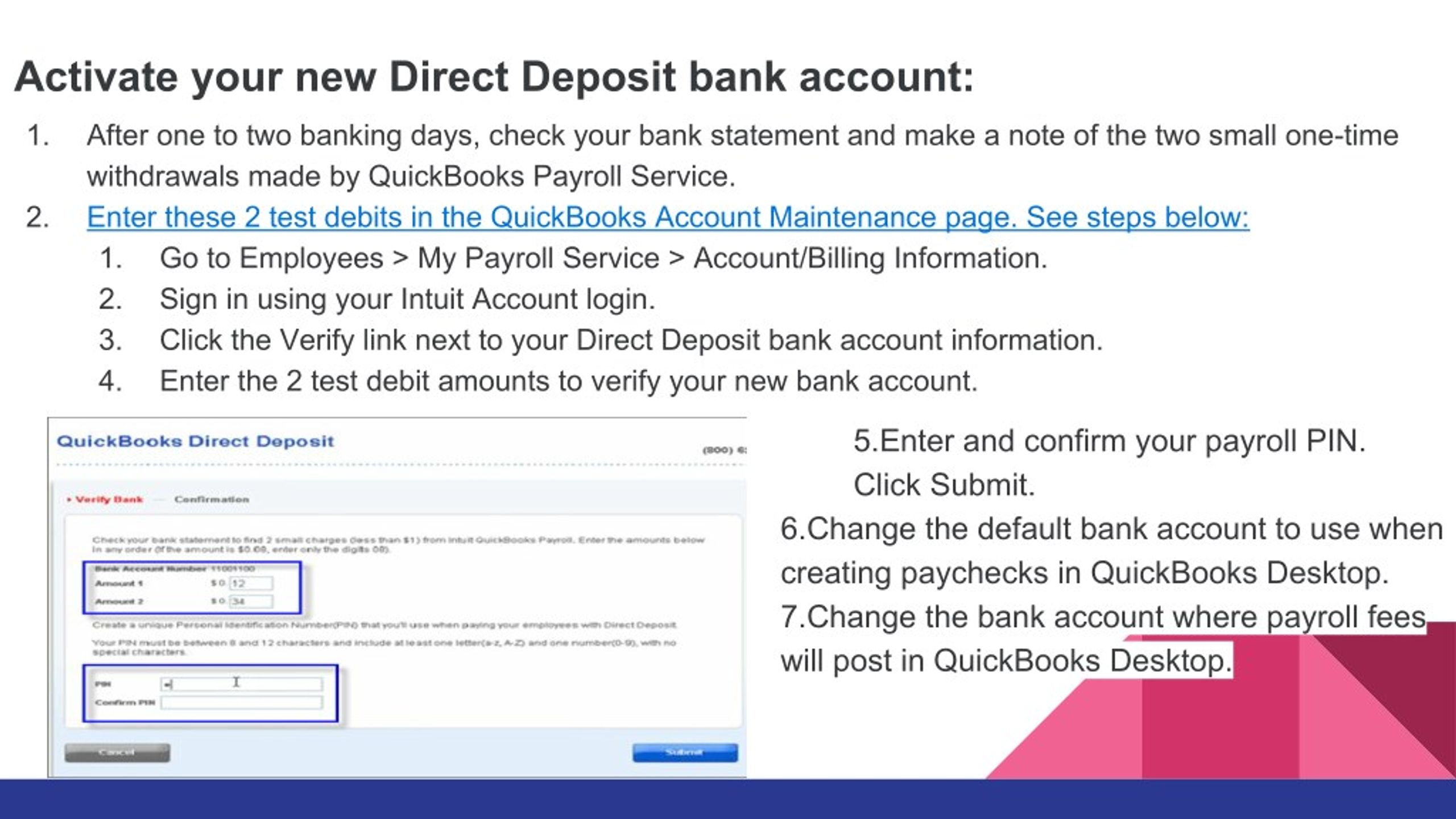 changing quickbooks payroll service account