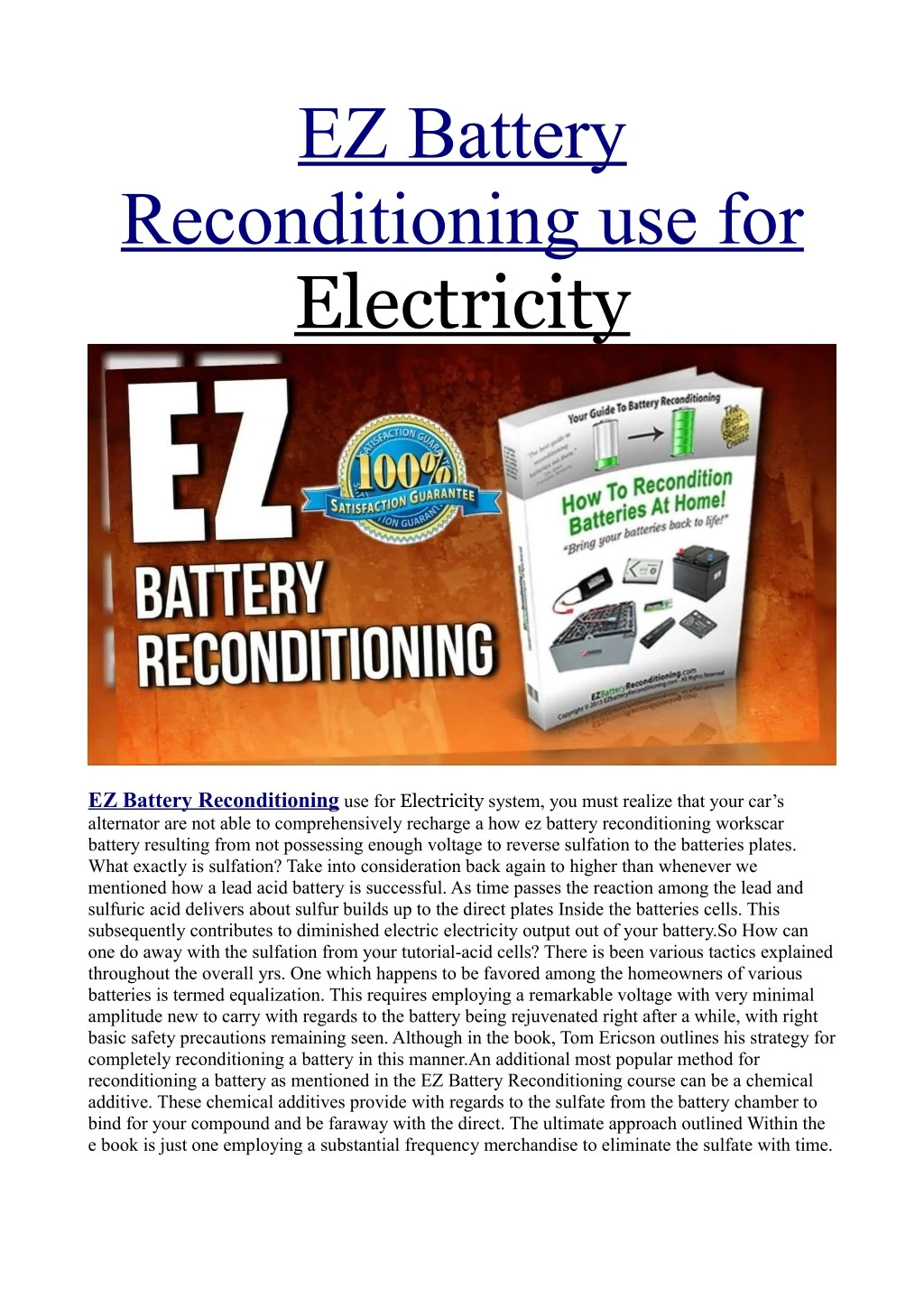PPT - http://www.wellness786.com/ez-battery-reconditioning ...