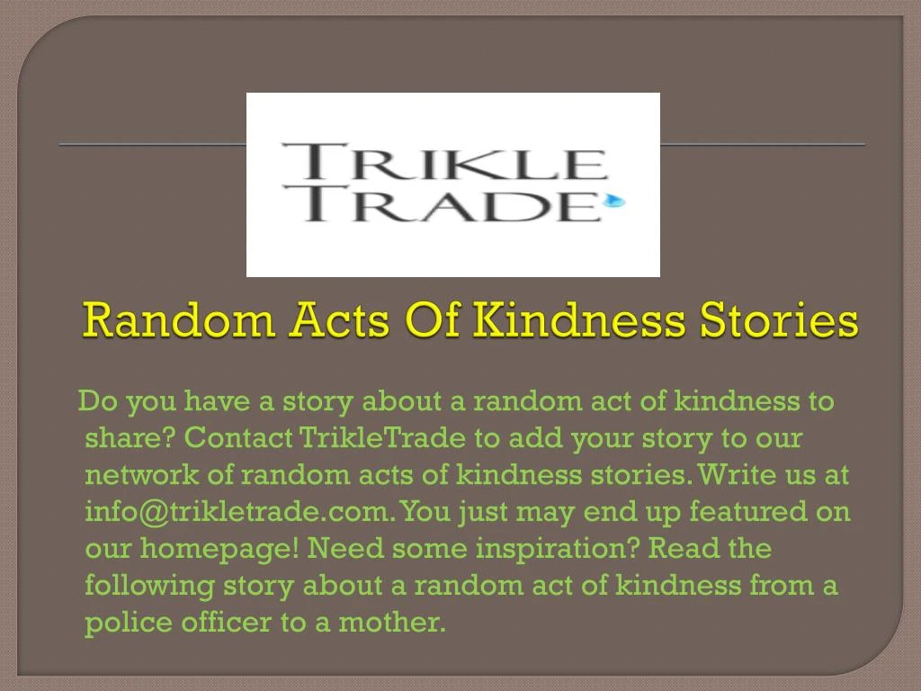 PPT Random Acts Of Kindness Stories PowerPoint Presentation Free 