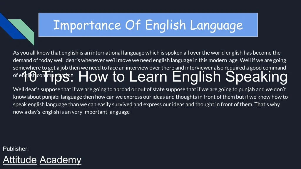powerpoint presentation on importance of english language