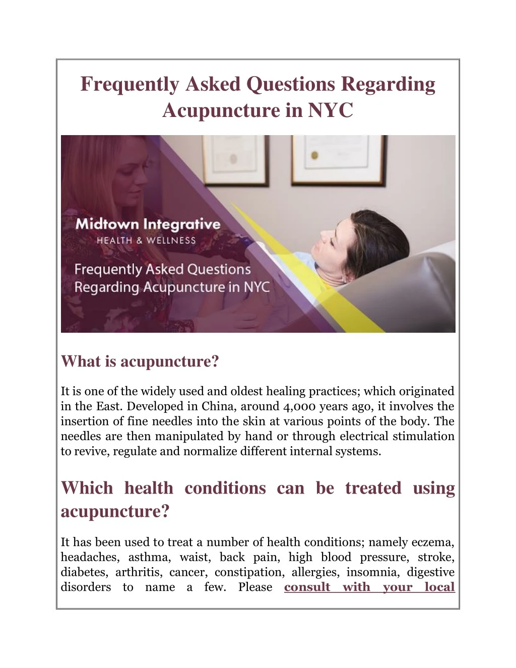 PPT - Frequently Asked Questions Regarding Acupuncture in NYC ...