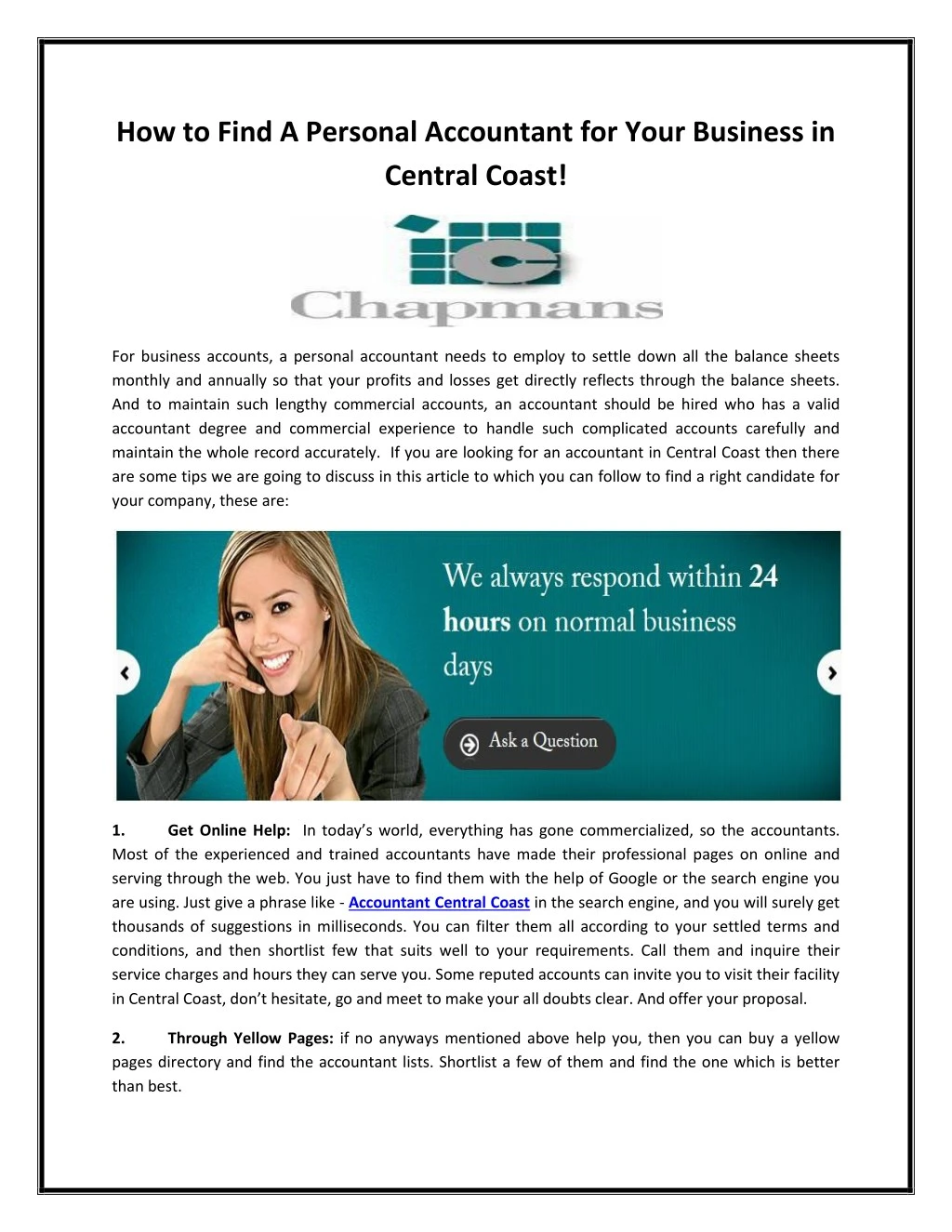 How To Choose A Personal Accountant PPT - How to Find A Personal Accountant for Your Business in Central