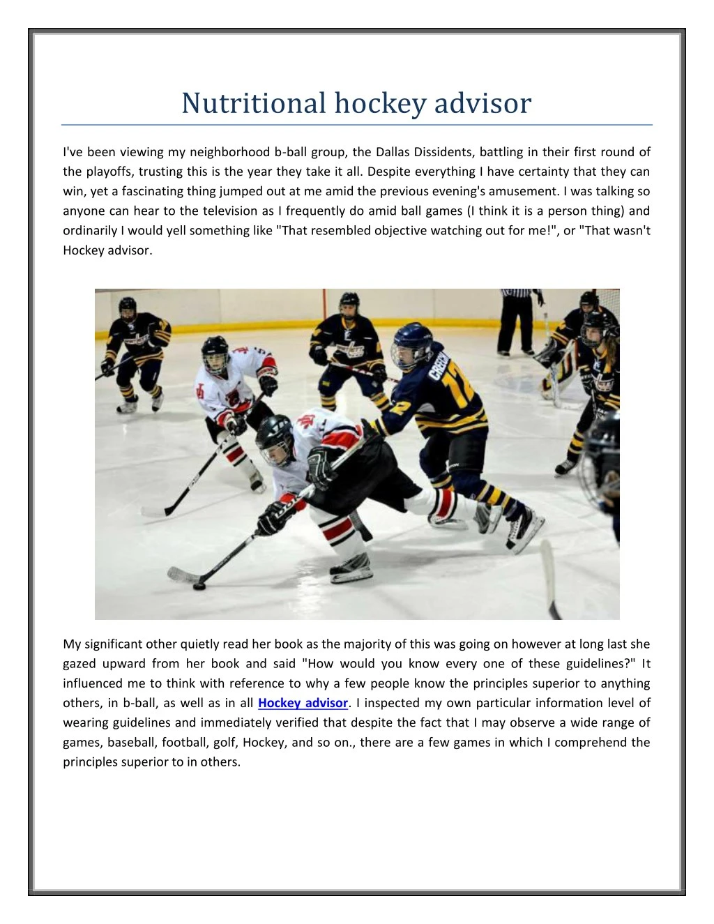 PPT Nutritional hockey advisor PowerPoint Presentation, free download