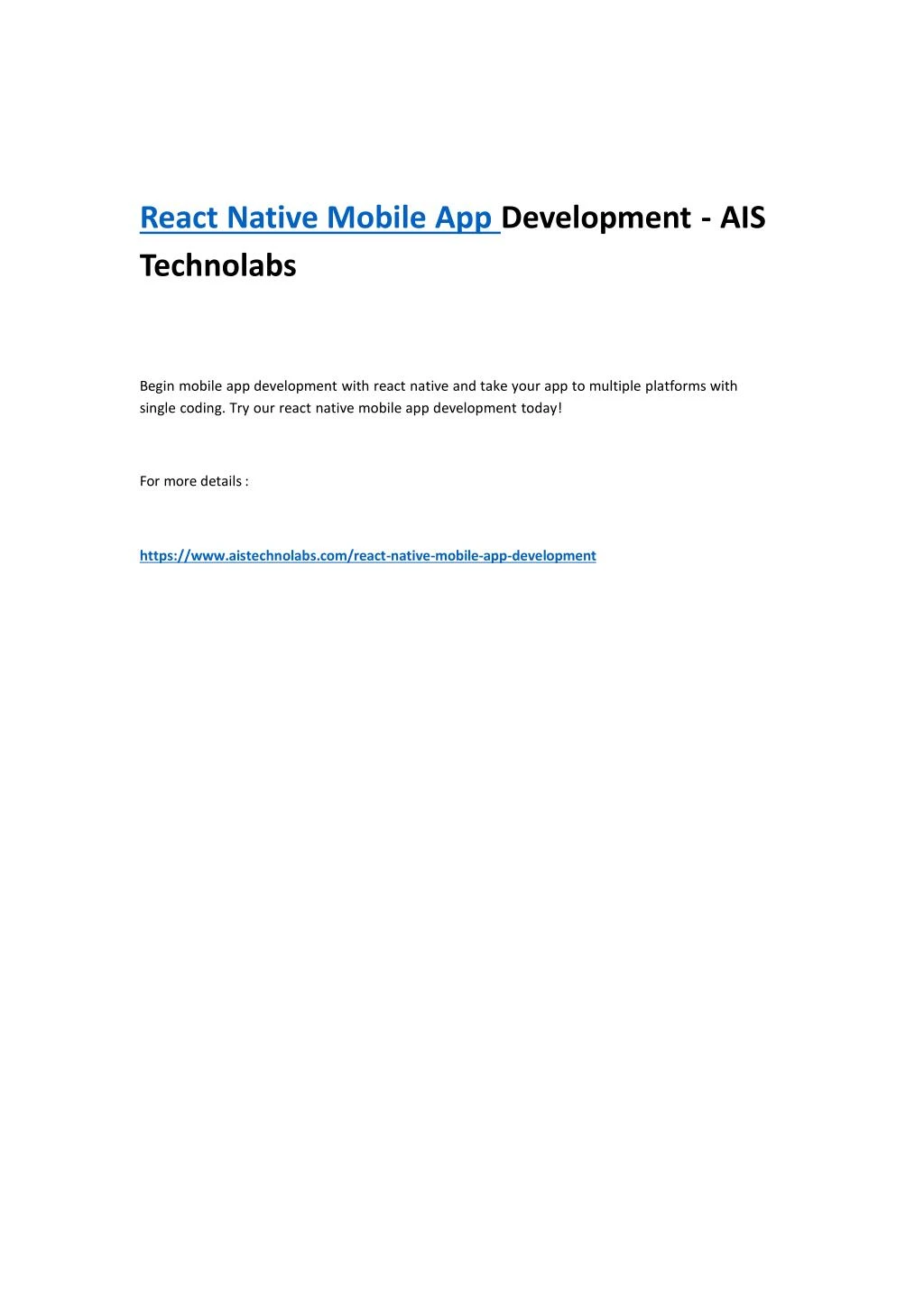 react native mobile app development ais technolabs n.