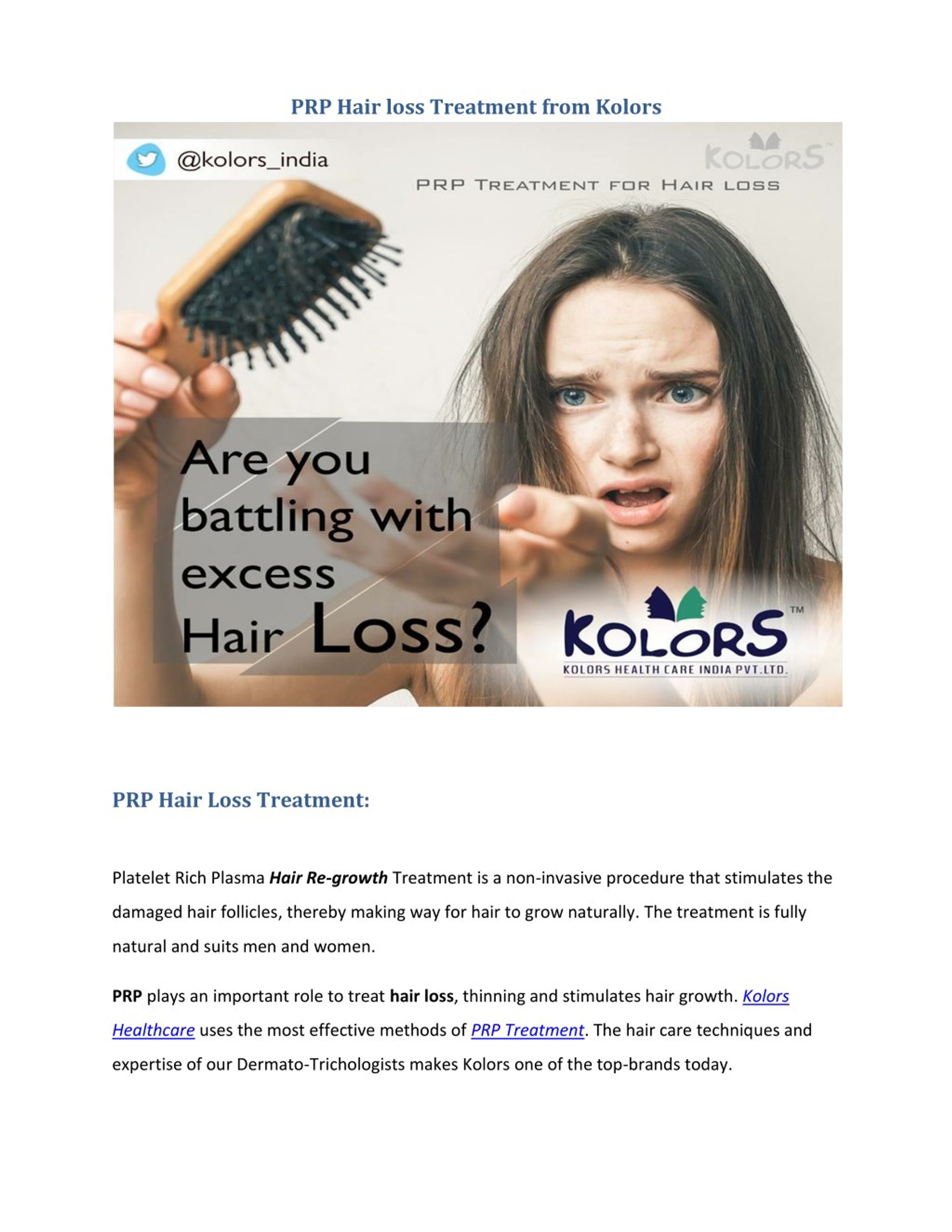 PPT - PRP for Hair loss treatment from Kolors PowerPoint Presentation, free  download - ID:7747070