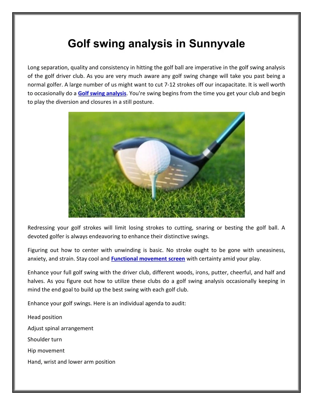 PPT Golf swing analysis in Sunnyvale PowerPoint Presentation, free