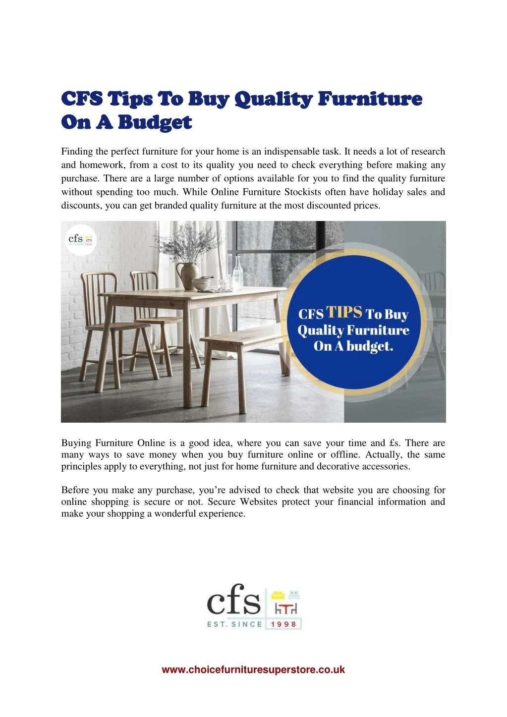 Ppt Cfs Tips To Buy Quality Furniture On A Budget Powerpoint