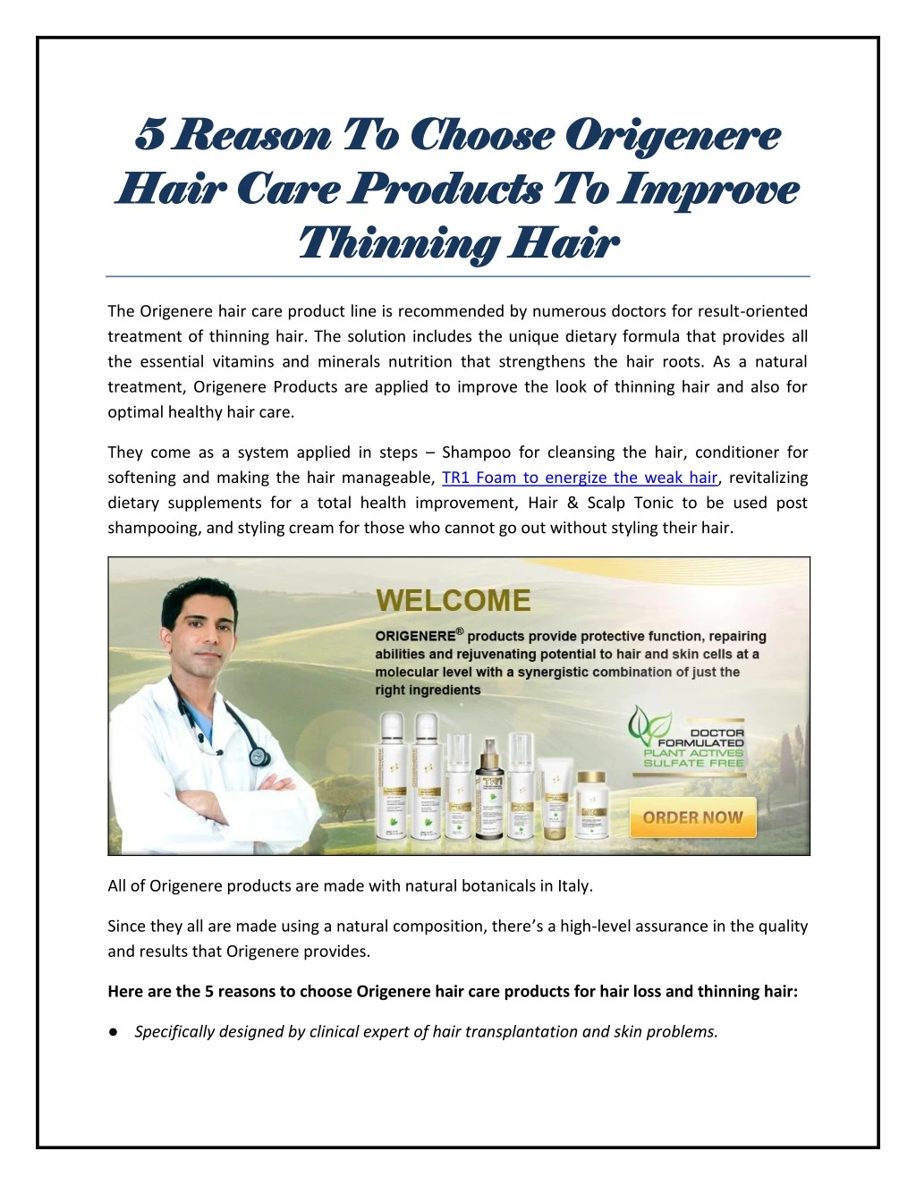 Ppt 5 Reason To Choose Origenere Hair Care Products To Improve