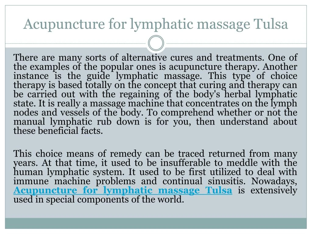 PPT Acupuncture for lymphatic massage Tulsa PowerPoint Presentation