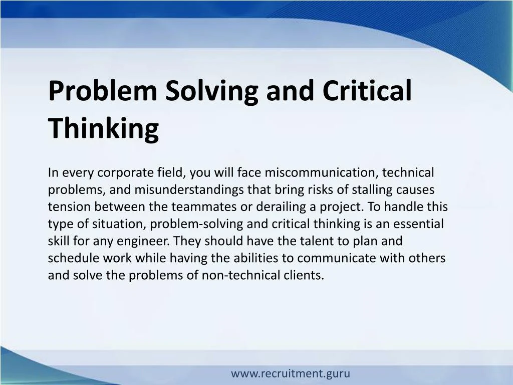 is problem solving and critical thinking the same thing