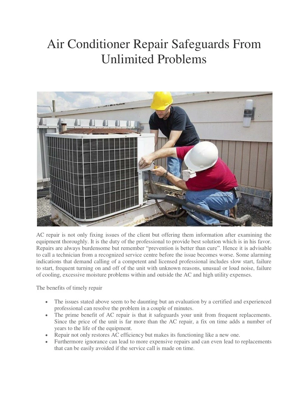 air conditioner repair safeguards from unlimited n.