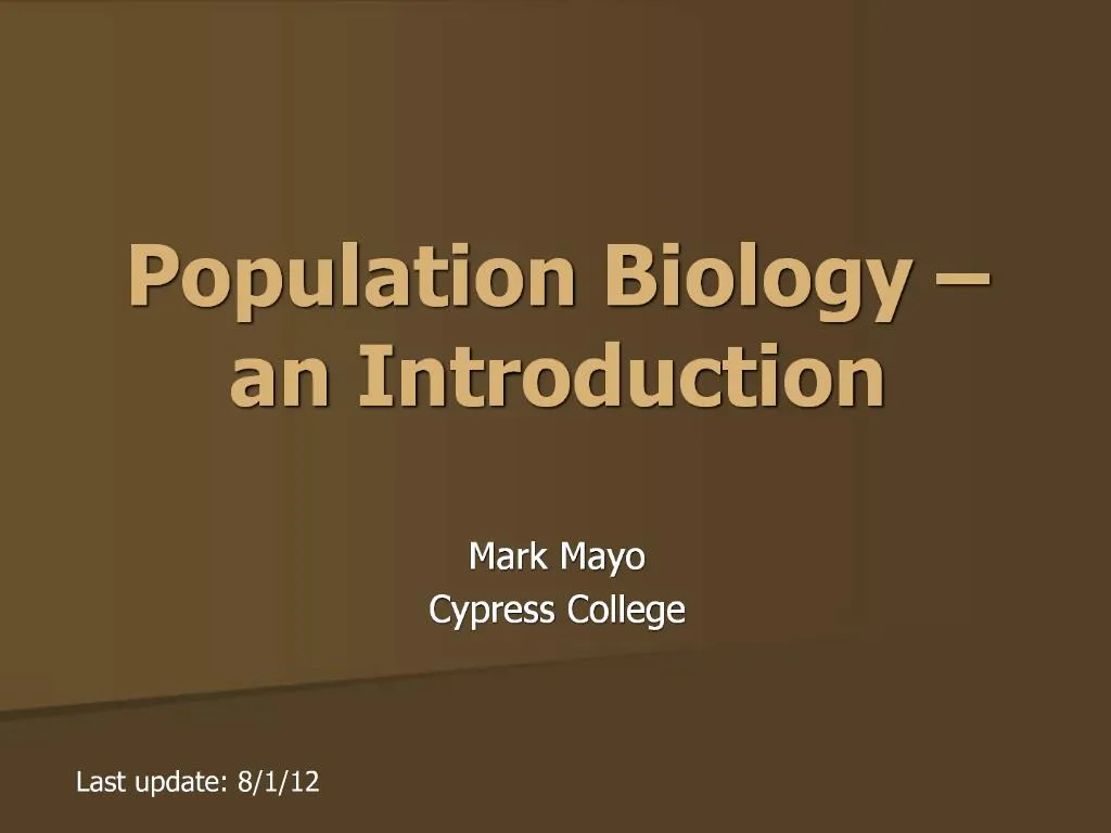 PPT - Population Biology An Introduction PowerPoint Presentation, Free ...