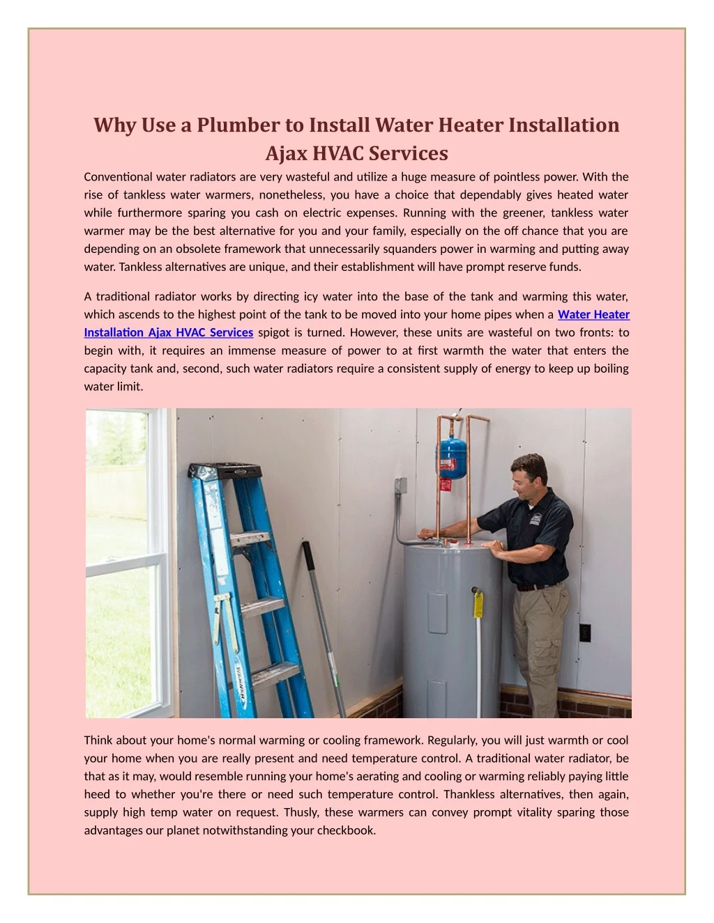 why use a plumber to install water heater n.