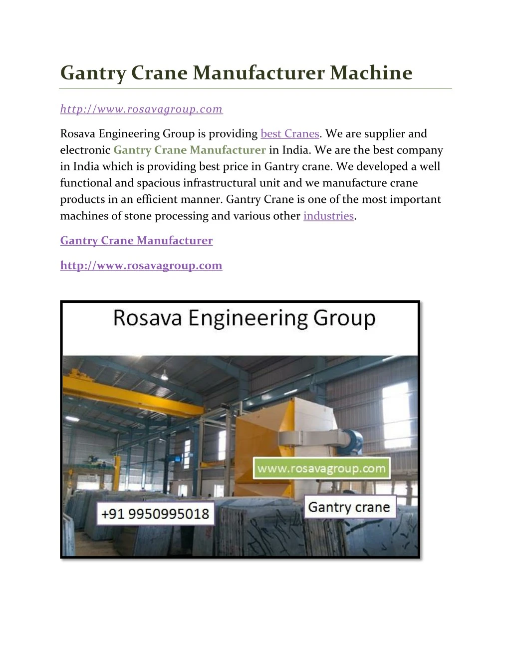 gantry crane manufacturer machine n.