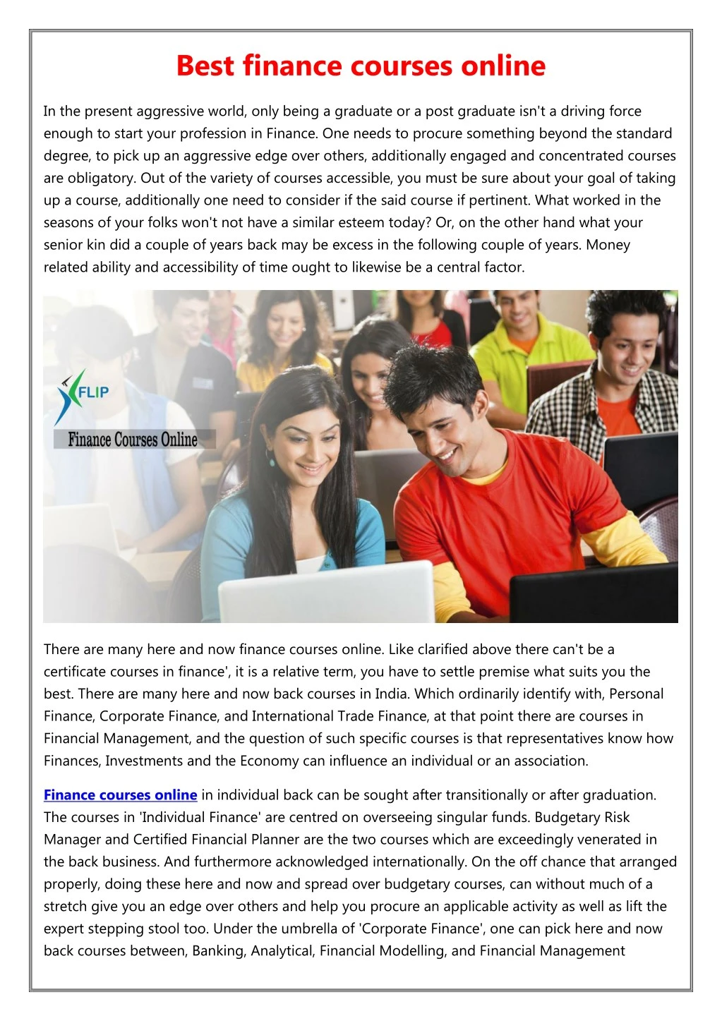 Certificate Courses In Finance