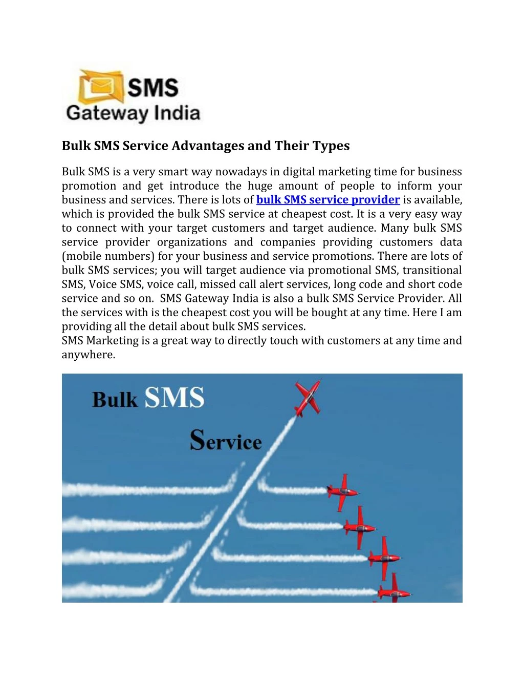 PPT Bulk SMS Service Advantages and Their Types PowerPoint