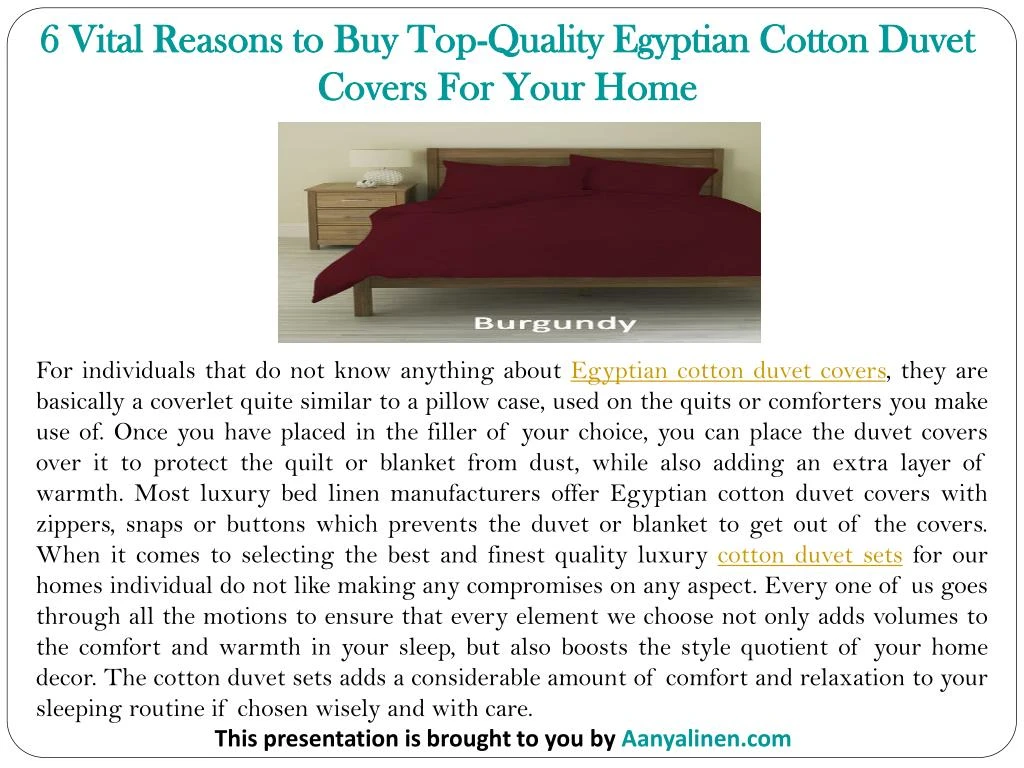 Ppt 6 Vital Reasons To Buy Top Quality Egyptian Cotton Duvet